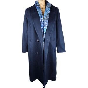 Vintage Alorna Petite Women's Wool Blend Coat,‎ Blue Floral Lining, Made in USA